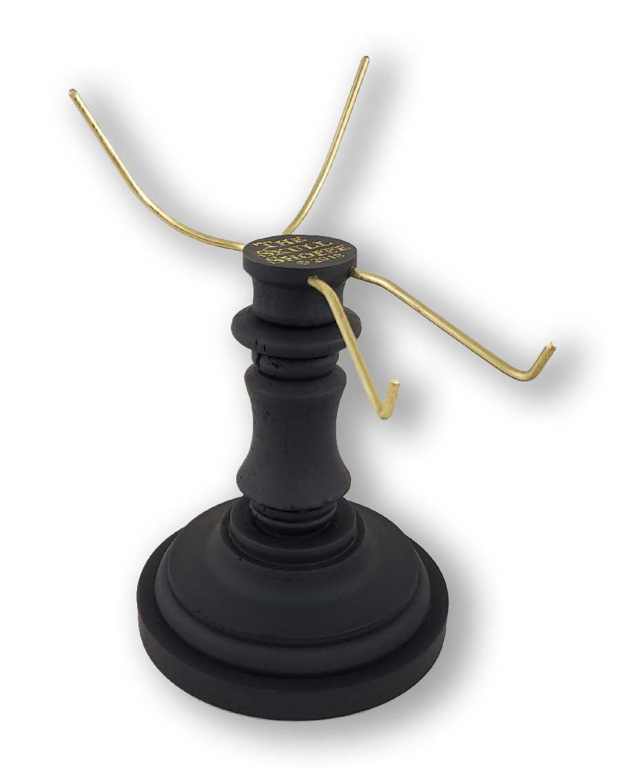 Deluxe black pillar skull stand with brass tines.