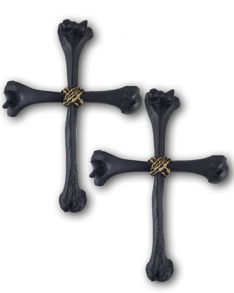 Bone Cross Flat Black with Faux Gold Wrap 2 Pack