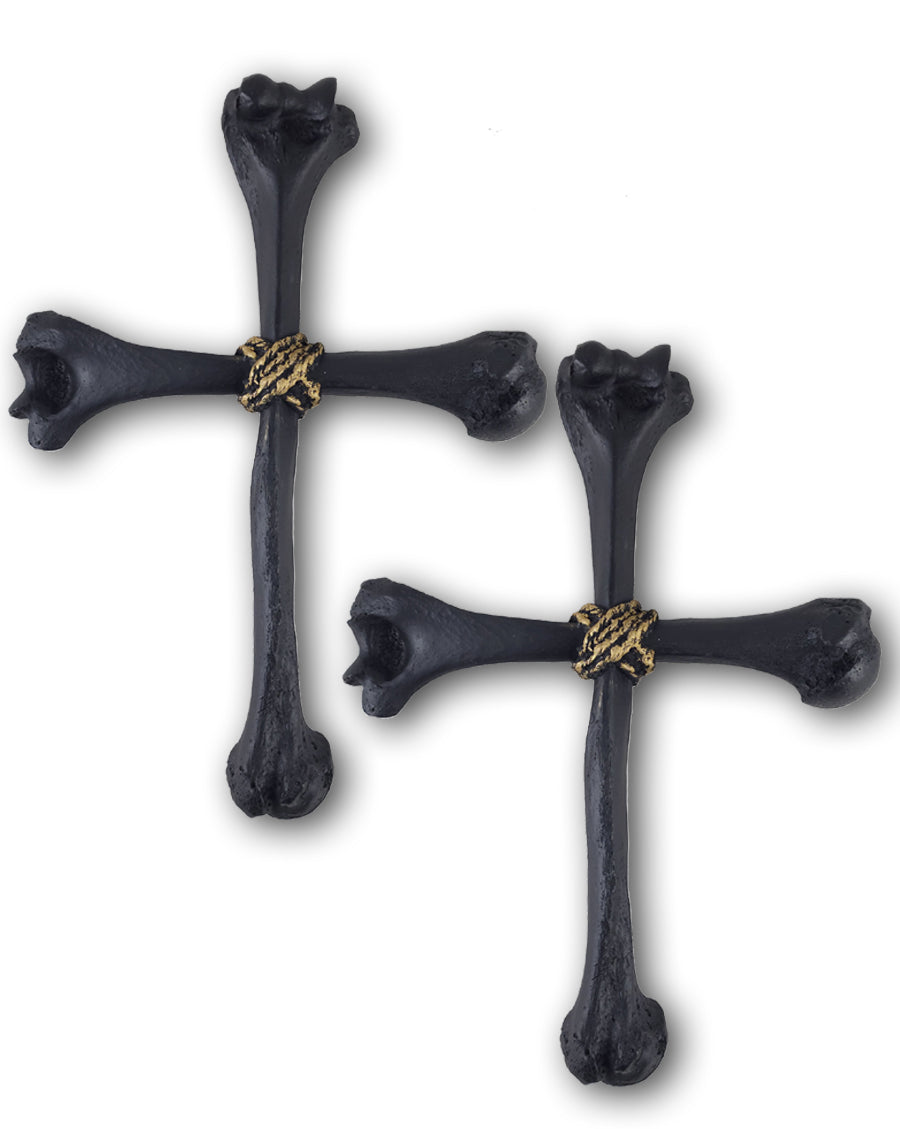 Bone Cross Flat Black with Faux Gold Wrap 2 Pack – Skull Shoppe